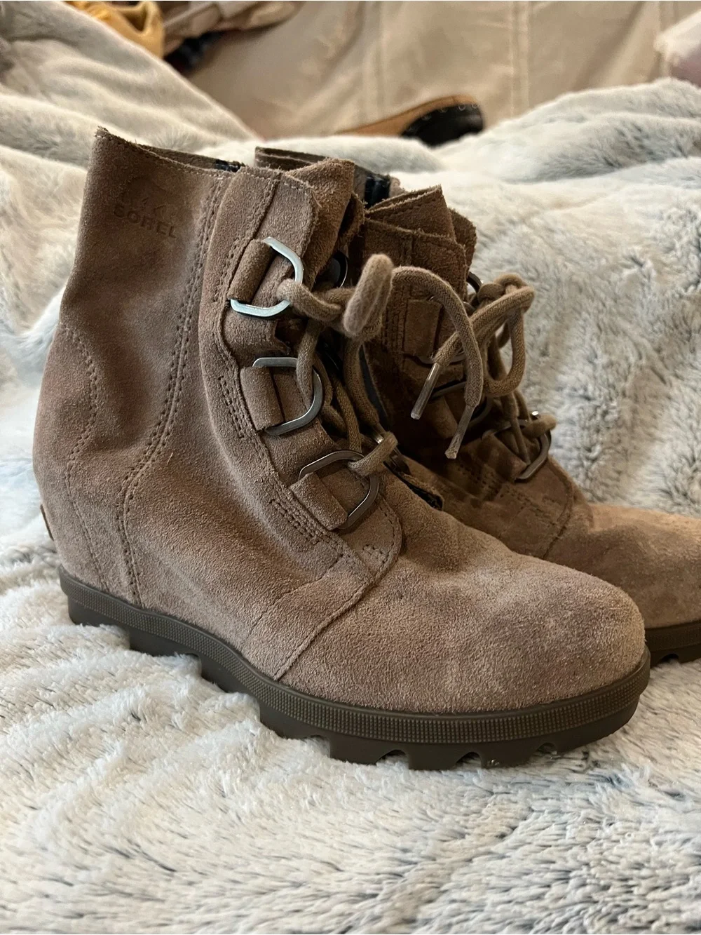 Sorel Joan Of Arctic Wedge II Women's Ankle Boots Elk Brown Leather